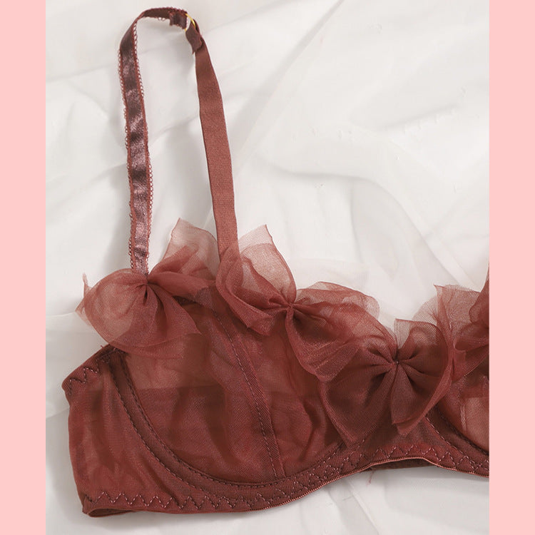 Rüschenkaffee Sexy Blumen-BH-Set – V-String-Set