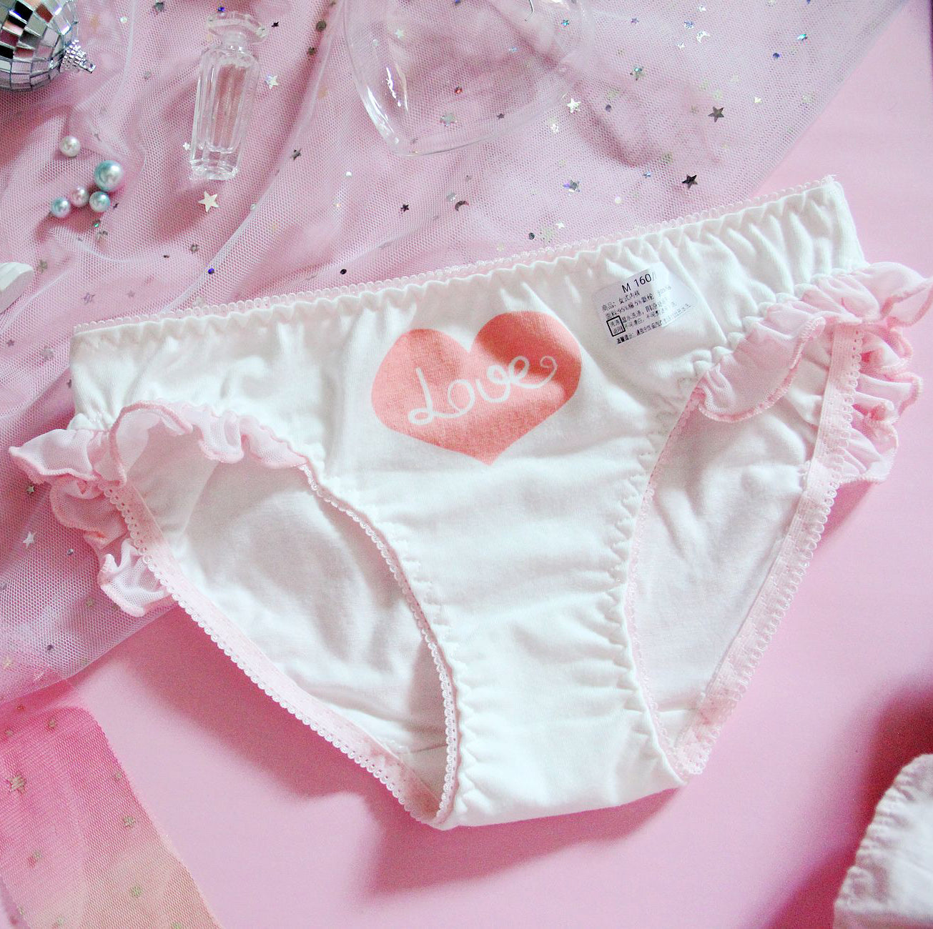 5pcs-Kawaii Piggy Sweet White Kiss Me Panty
