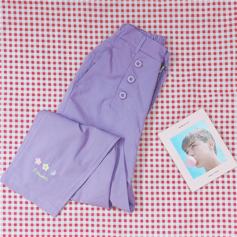 Harajuku Kawaii Flowers Pastel Pants
