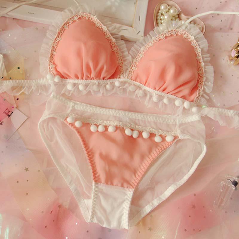 Rosa Cartoon-Pastell-Liebhaber-niedliches Sweetie-Baby-Bralette-Set