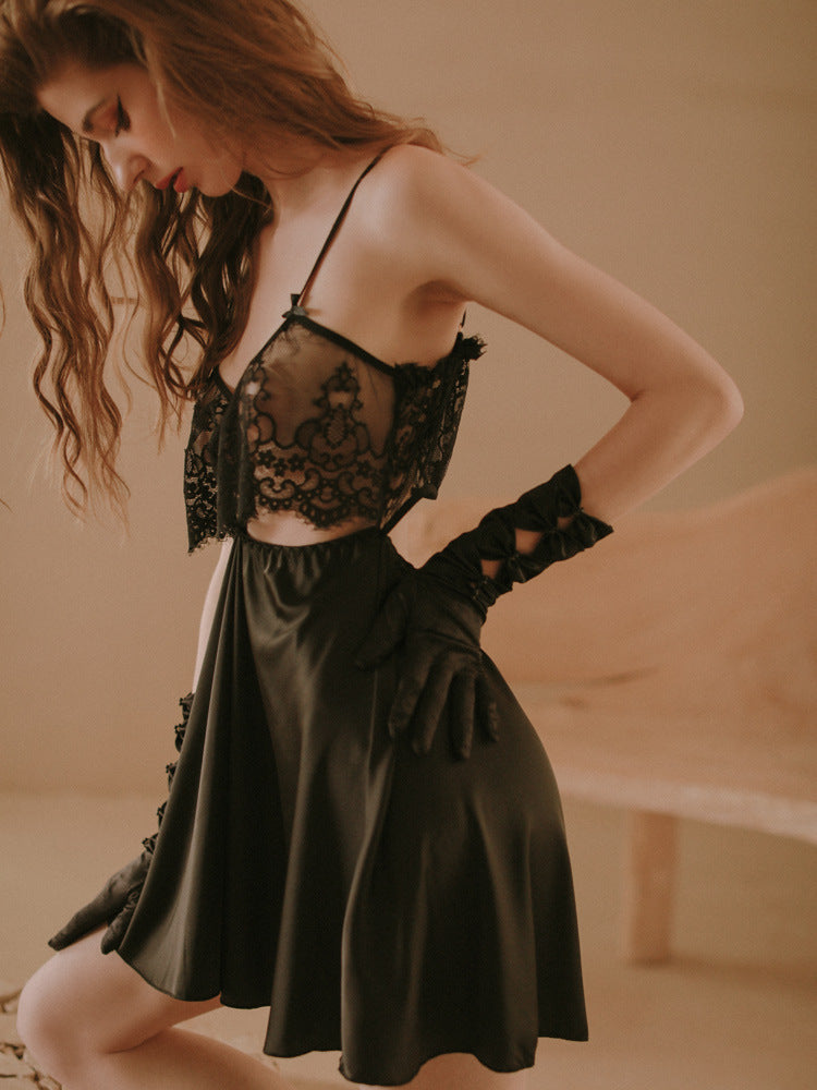 Sofyee Japanese Sexy Lace Transparent Pajamas