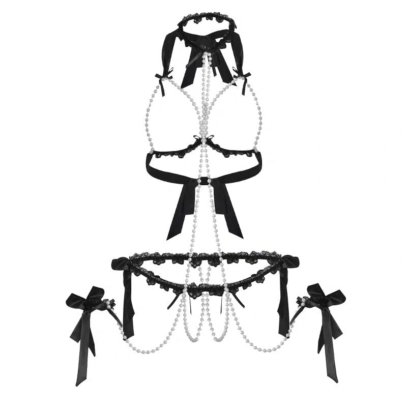 Sexy Anime Suspended Kawaii Hot Cupless Open Cup Pearl Lingerie