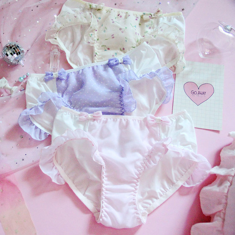3pcs-Kawaii Hearty Sweet White Kiss Me Panty