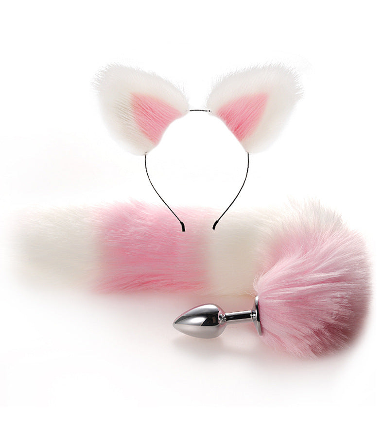 Colorful Anime Sexy Cat Ear Headband Butt Plug Tail Set