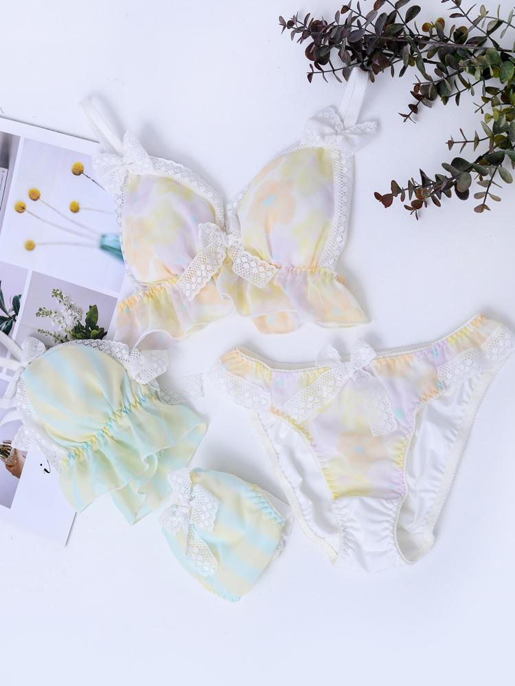Sofyee Kawaii Japanisches Harajuku Pastell Rüschen Bralette Set
