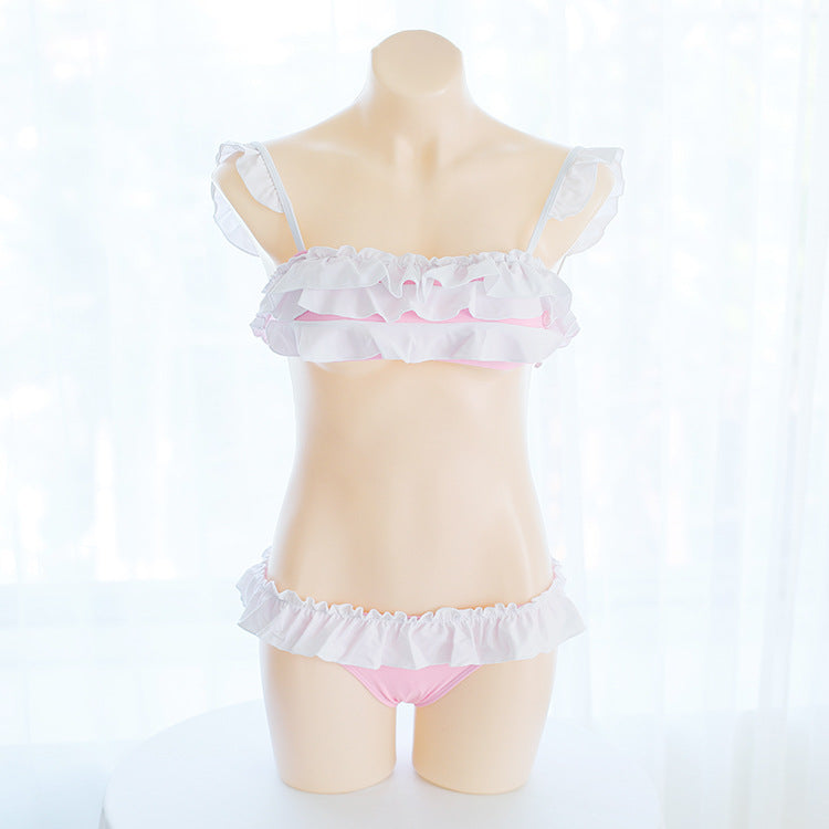 J Fashion Anime Rüschen Weiß Kawaii Cosplay Kostüm Bikini Set