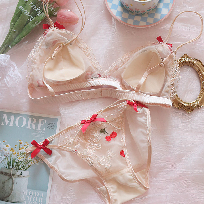 Sweet Sheer Pastel Lover Cute Flower Baby Bralette Set