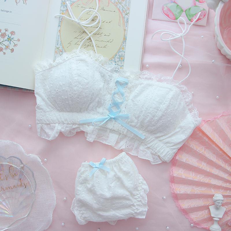 Japanese Lace Up Tube Top Lingerie Set