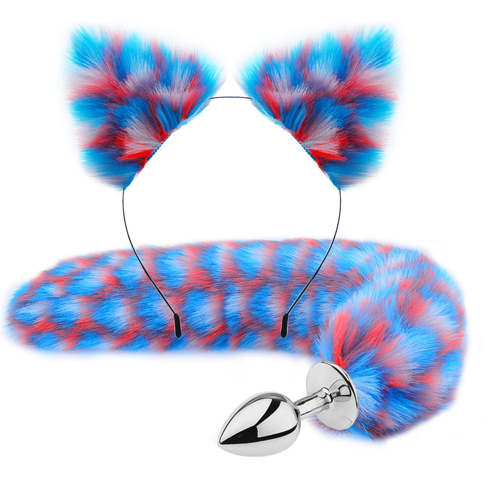 カラフルなアニメセクシーな猫耳ヘッドバンドバットプラグテールセット