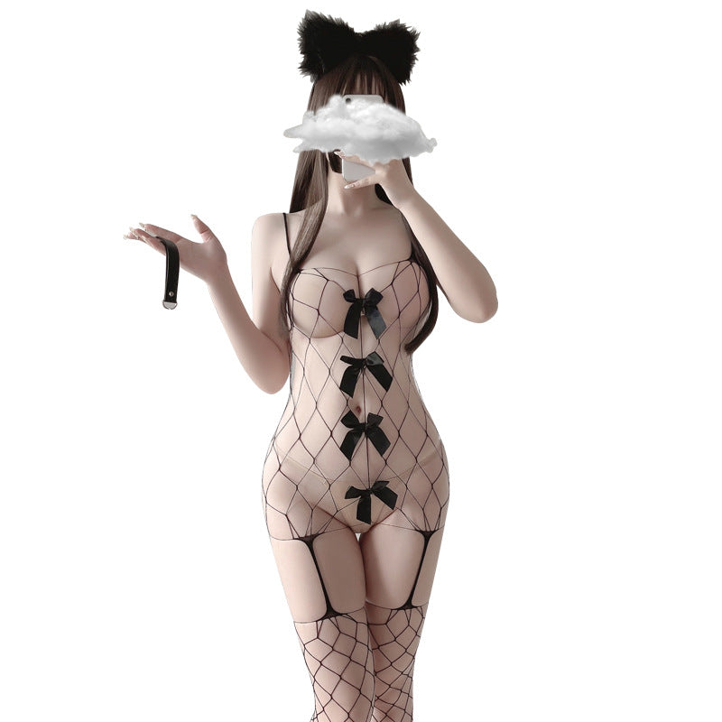 全身魅惑的なボンデージ網タイツボディストッキング