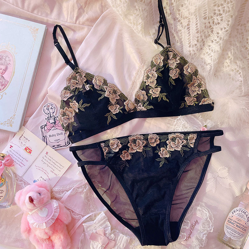 Vintage Brown Flower Baby Bralette Set