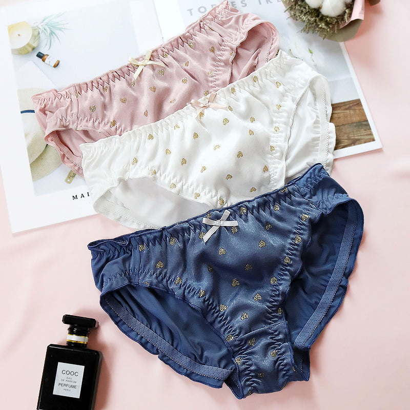 3pcs-Kawaii Hearty Sweet White Kiss Me Panty