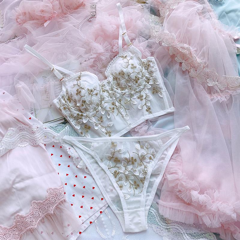 Girly White Flower Pure Pastel Lover Cute Sweetie Baby Bralette Set