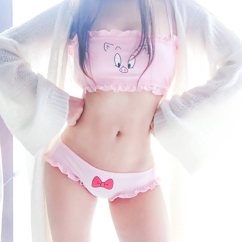 Japanische Katze Kawaii bequemes süßes Sweetie Baby Tube Top Dessous Set