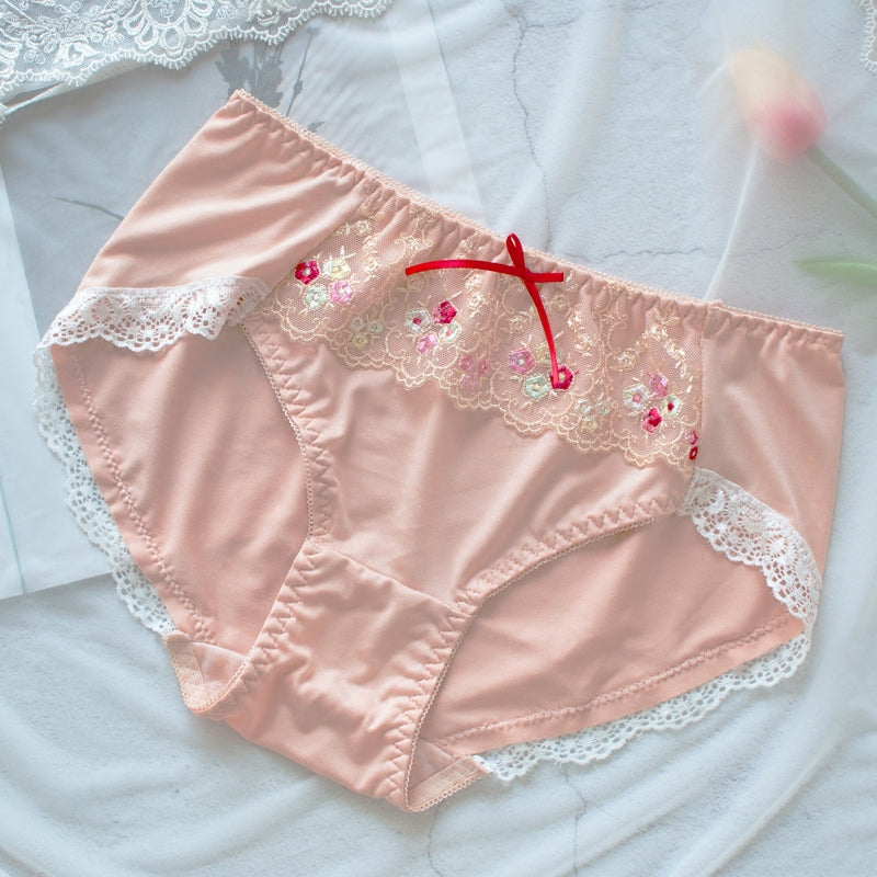 Orange Japanese Spring Flower Comfy Cute Sweetie Bra Set