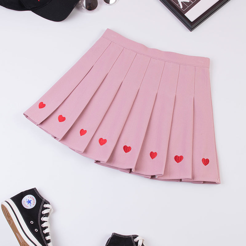 Sweet Line Of Heart Kawaii Aesthetic Pastel Harajuku Skirt