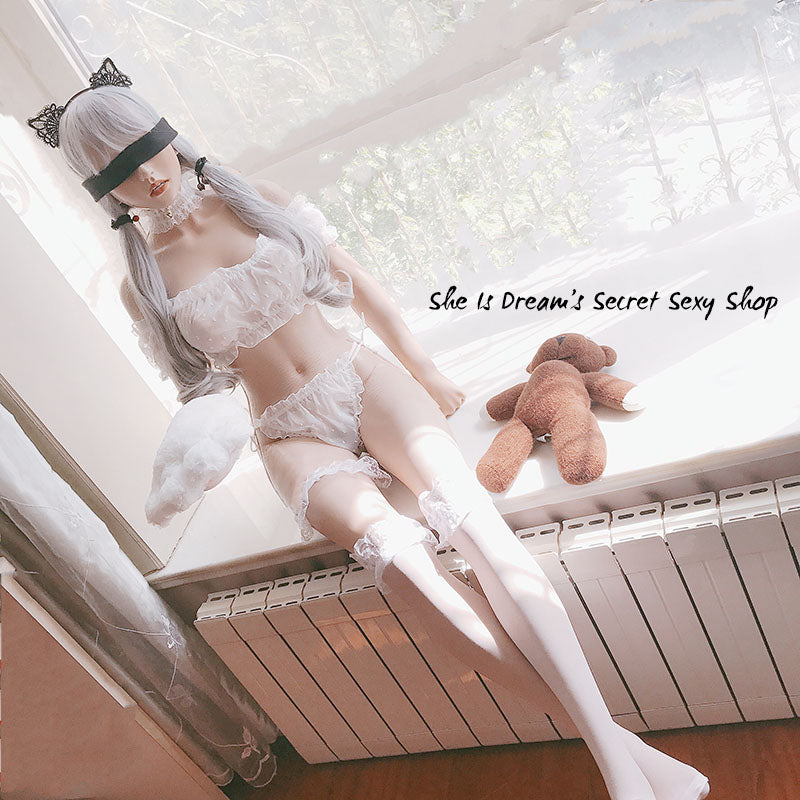 Sexy Sheer See Through White Lingerie Set