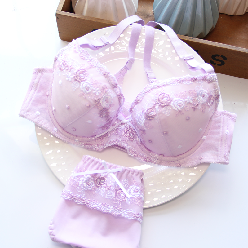 Just Love You Purple Candy Color Floral Japanese Cute Sweet Bras
