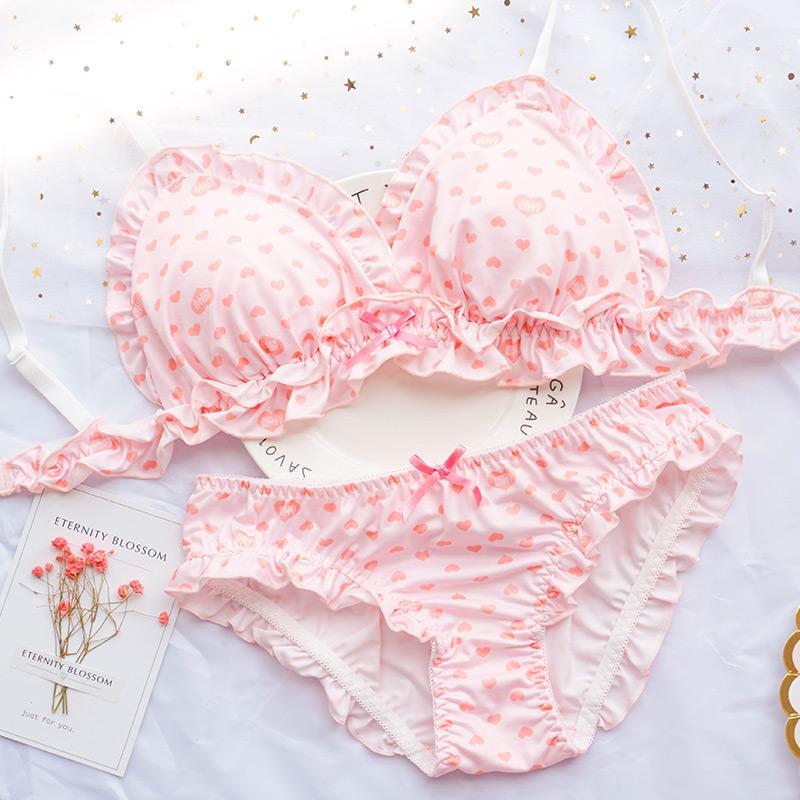 Rosa Cartoon-Pastell-Liebhaber-niedliches Sweetie-Baby-Bralette-Set