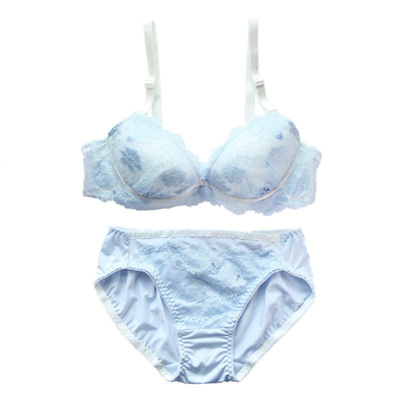 Girly Dot Flower Lace Sweetie Heart Wave Trimmed Bra Set