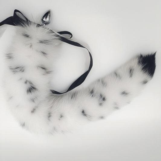 White Dots Fox Buttplug Tail