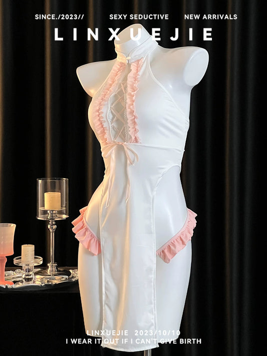 Anime Chinese Japanese Style Sexy  Lace Up Maid Dress Lingerie