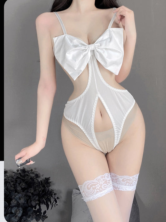 White Bow Anime Japanse Swim Girl