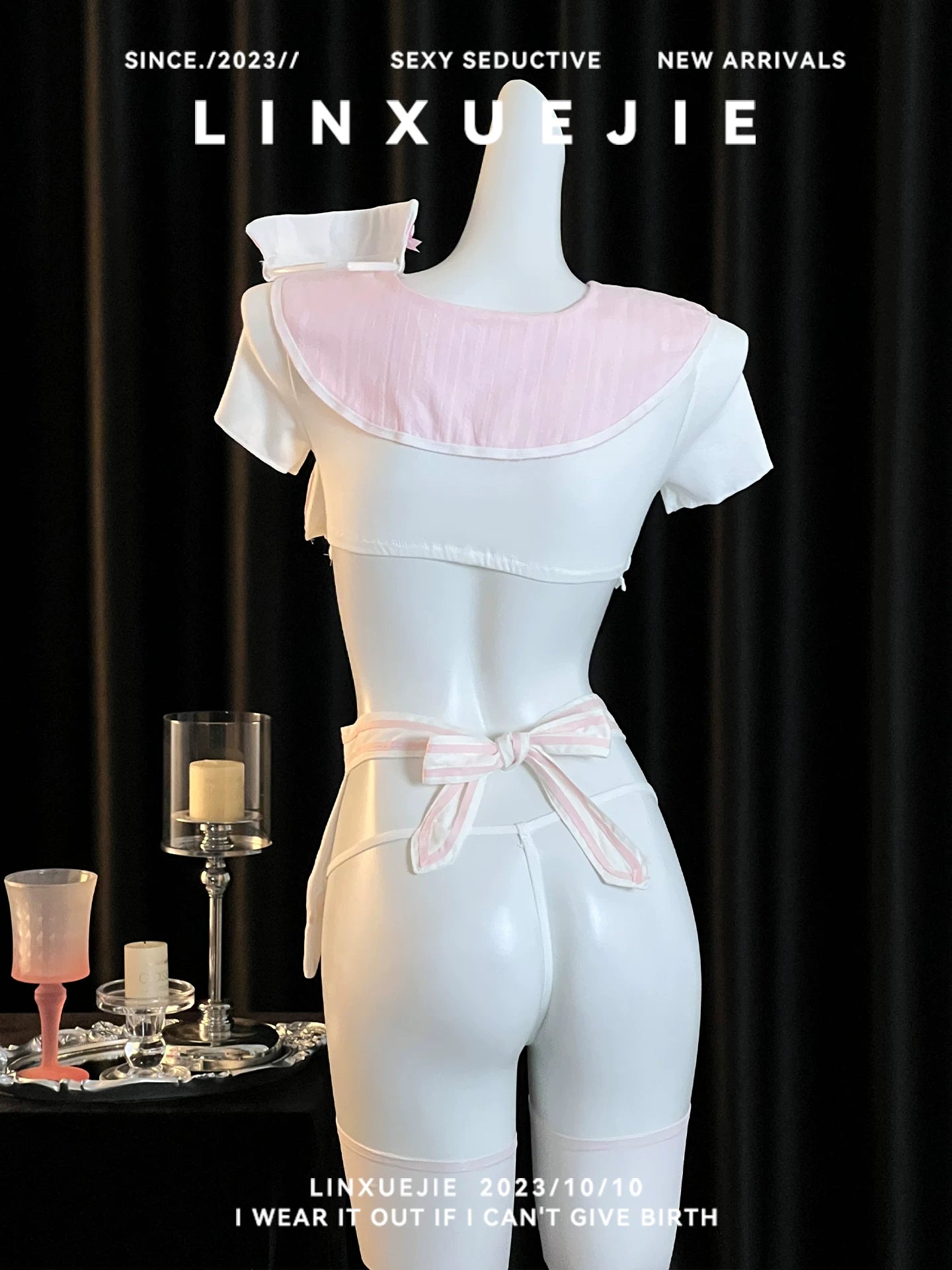 Anime Pink Japanese Sexy School Girl Lingerie Set