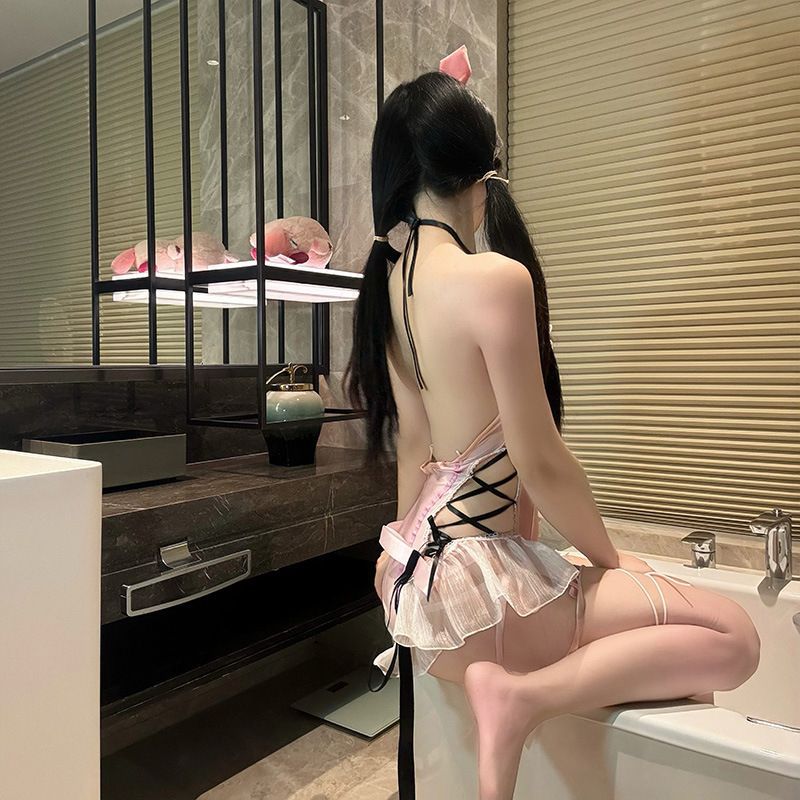 Lolita Ruffle Sexy Lace Up Kawaii Pink Japanese Dress