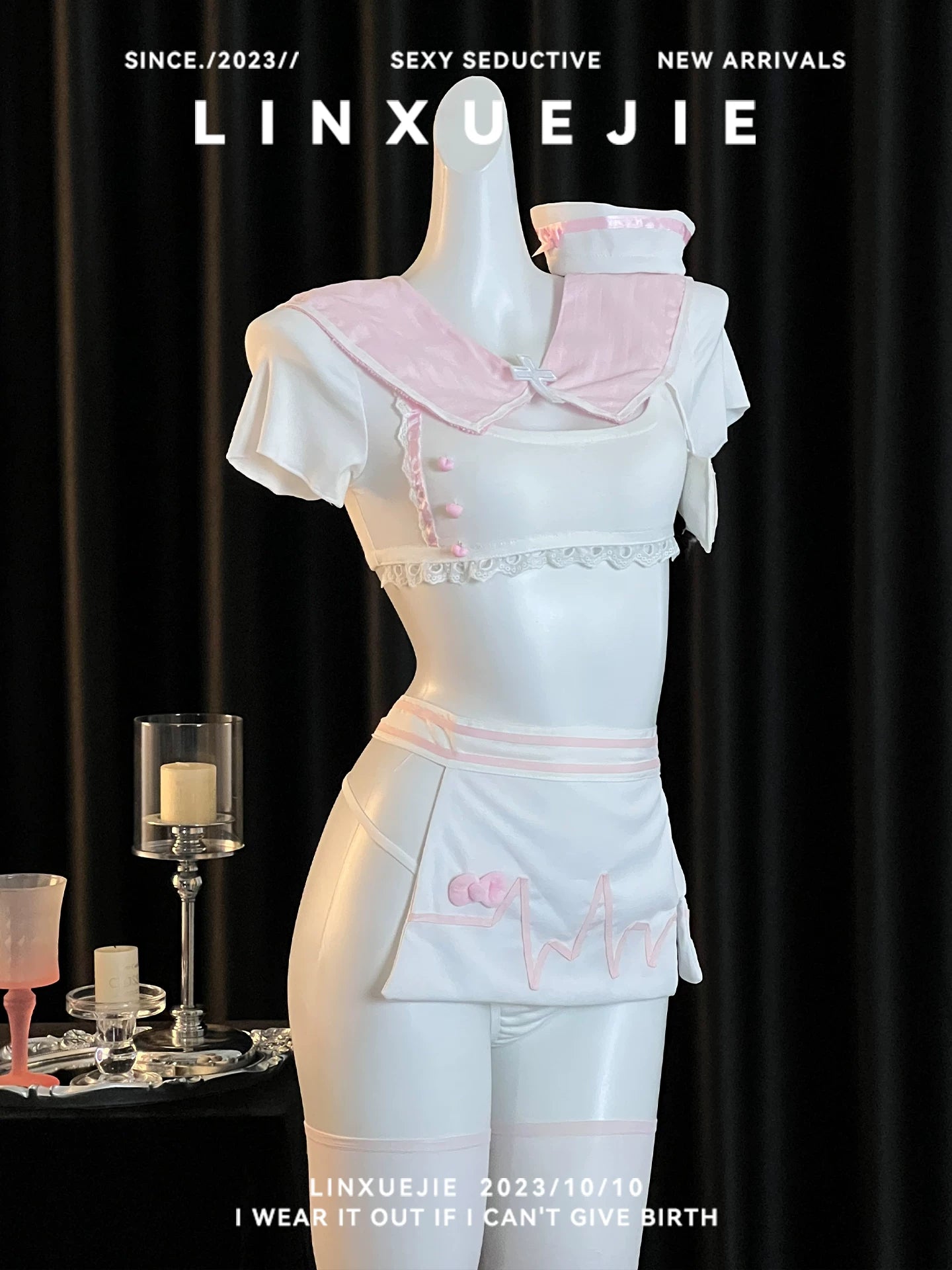 Anime Pink Japanese Sexy School Girl Lingerie Set