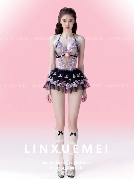 Japanese Lace Sexy Anime Sensual Flower Maid Dress