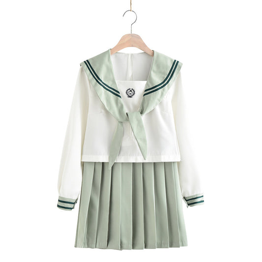 Japanese school uniform tea green jk sailor suit pleated skirt suit