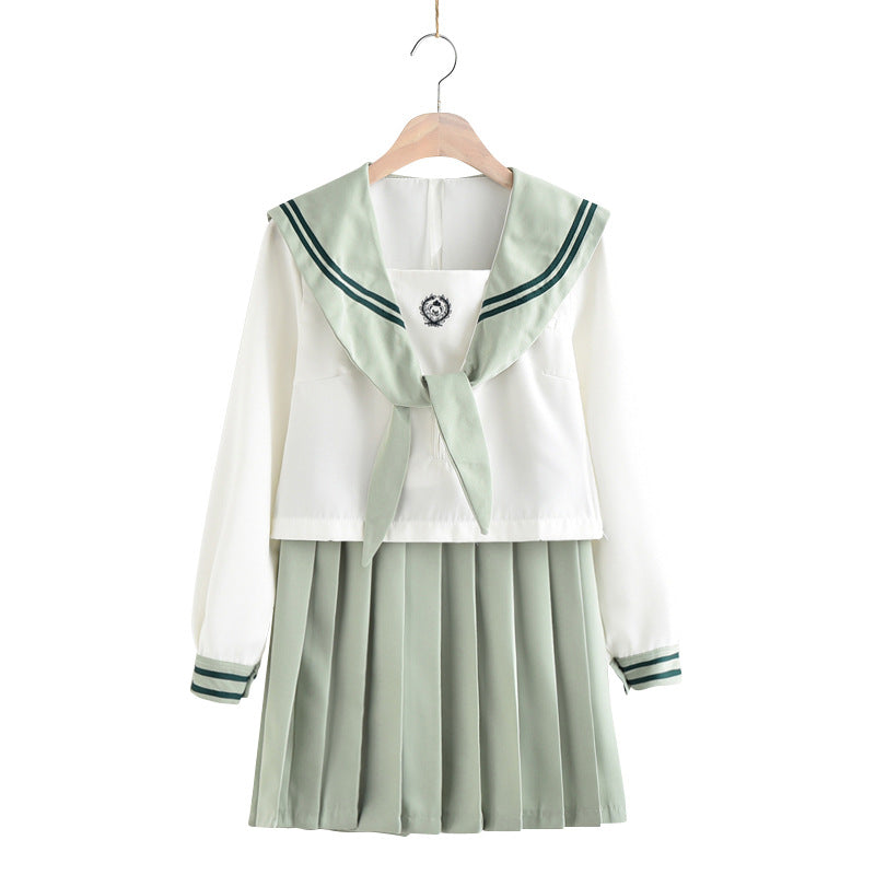 Japanese school uniform tea green jk sailor suit pleated skirt suit