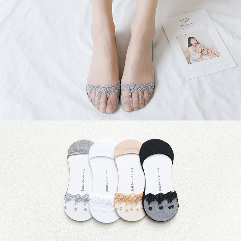 Kawaii Japanese Lace Lolita Floral Toe Socks - 5 Pairs Set