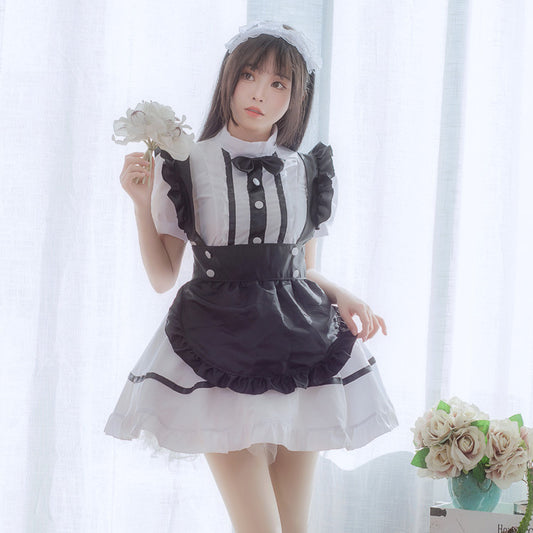 Blue Waifu Anime Maid Kawaii Bow Cosplay Costume Dress Set