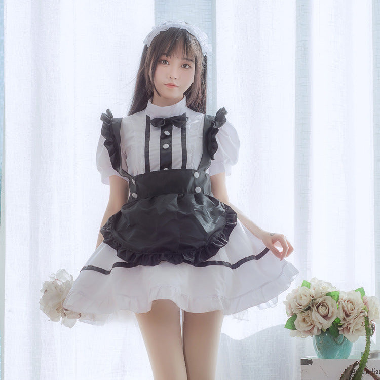Blue Waifu Anime Maid Kawaii Bow Cosplay Costume Dress Set