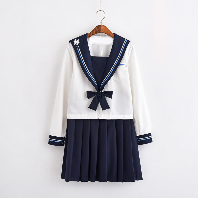 Soft sister jk uniform snowflake embroidery navy wind sailor college style suit