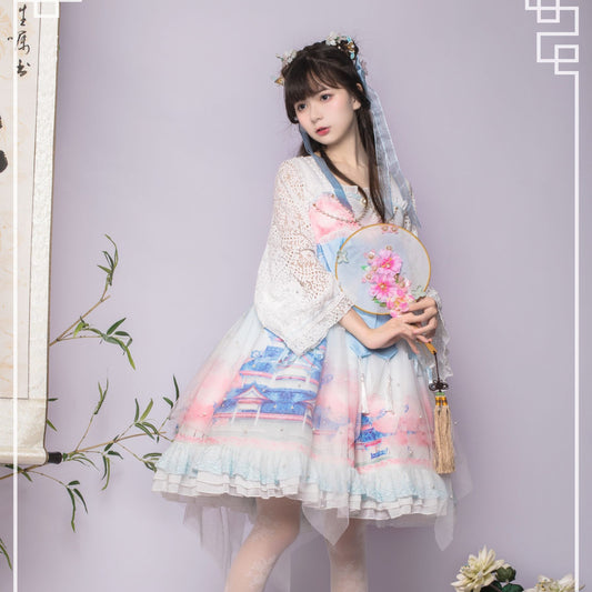 Lolita style chinois Lolita Qiongyulou OP robe élément chinois