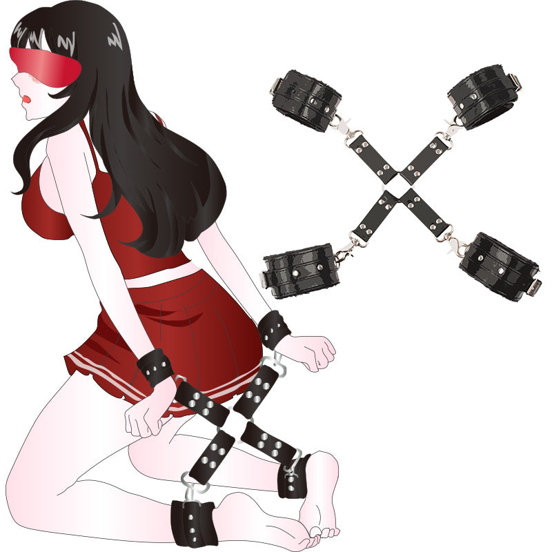 Sofyee BDSM Plush Handcuffs, Cross Buckle, Reverse Backcuffs, Flirting Toy
