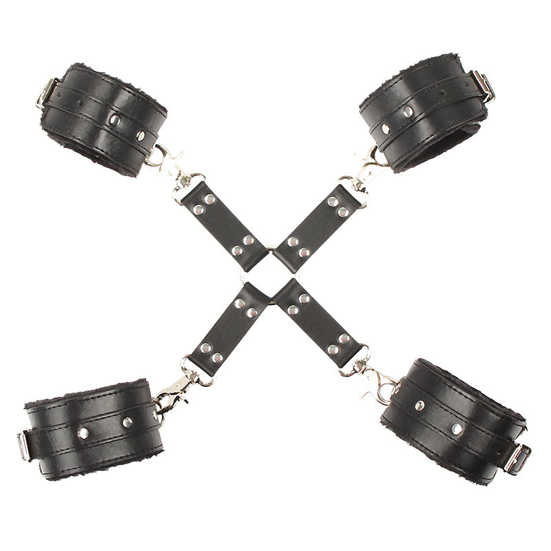 Sofyee BDSM Plush Handcuffs, Cross Buckle, Reverse Backcuffs, Flirting Toy