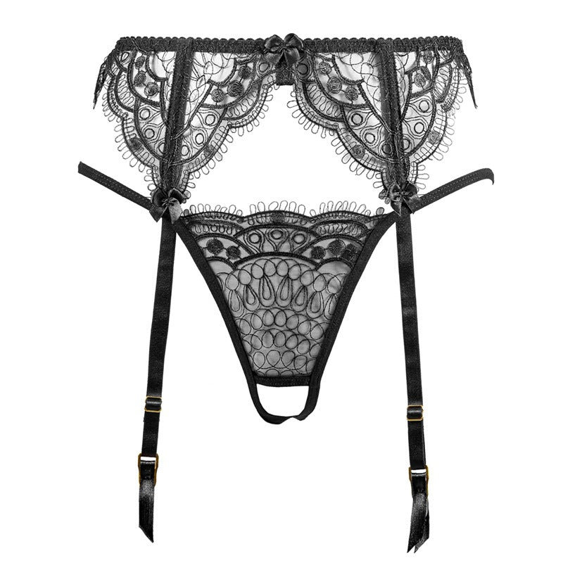Eyelash Lace Open Front Cupless Quarter Cup Shelf Crotchless Bra
