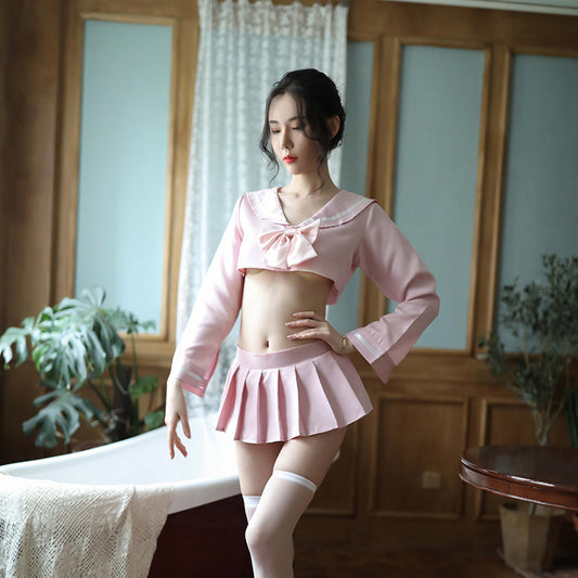 Ensemble de costumes de lingerie pour fille rose d'écolière sexy japonaise 