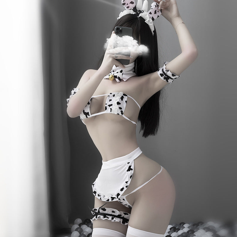 Sexy Kawaii Cow Girl Costume Micro Bikini Shimapan Lingerie 10PCS Set
