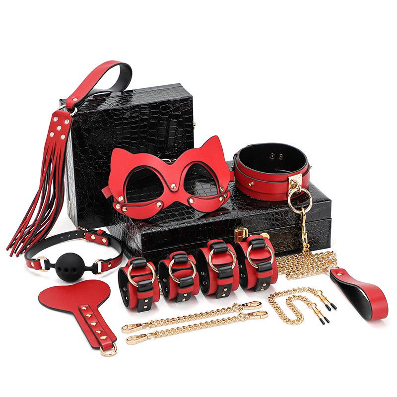 8-teiliges BDSM-Ausrüstungsset - Pet Play Rot