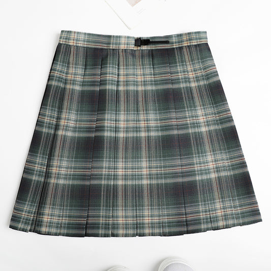 Kawaii pleated plaid high-waist skirt