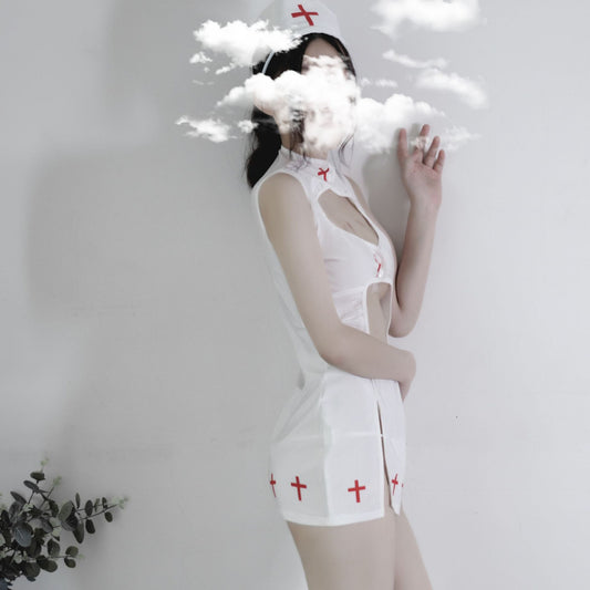 Kawaii cross halter sexy nurse apron set