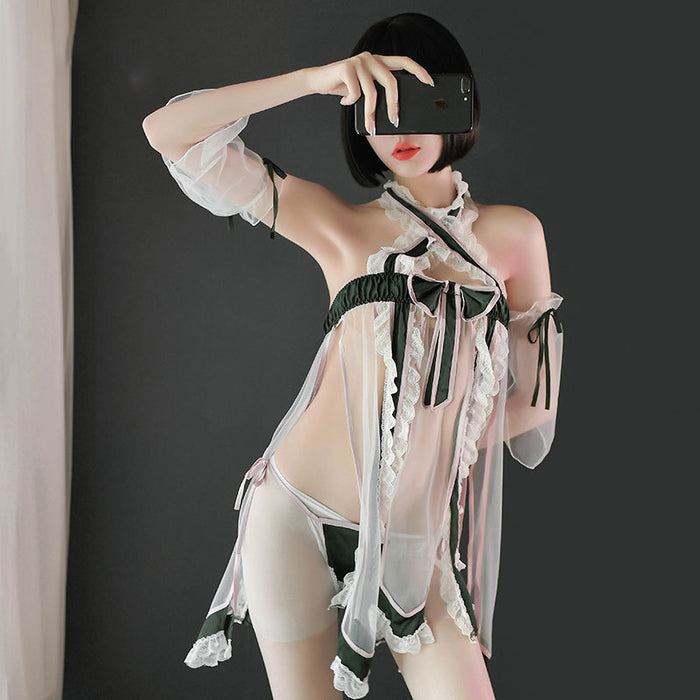 Sofyee Sexy Exposed Breast Temptation Mesh Slit Perspective Classical Uniform