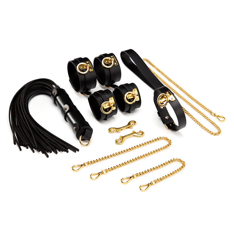 Fun Binding And Restraint Leather Scatter Collar Bdsm-7Pcs Set