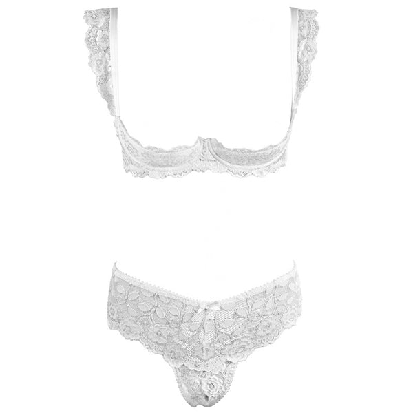 Flower Open Front Cupless Crotchless Bra Set – Sofyee