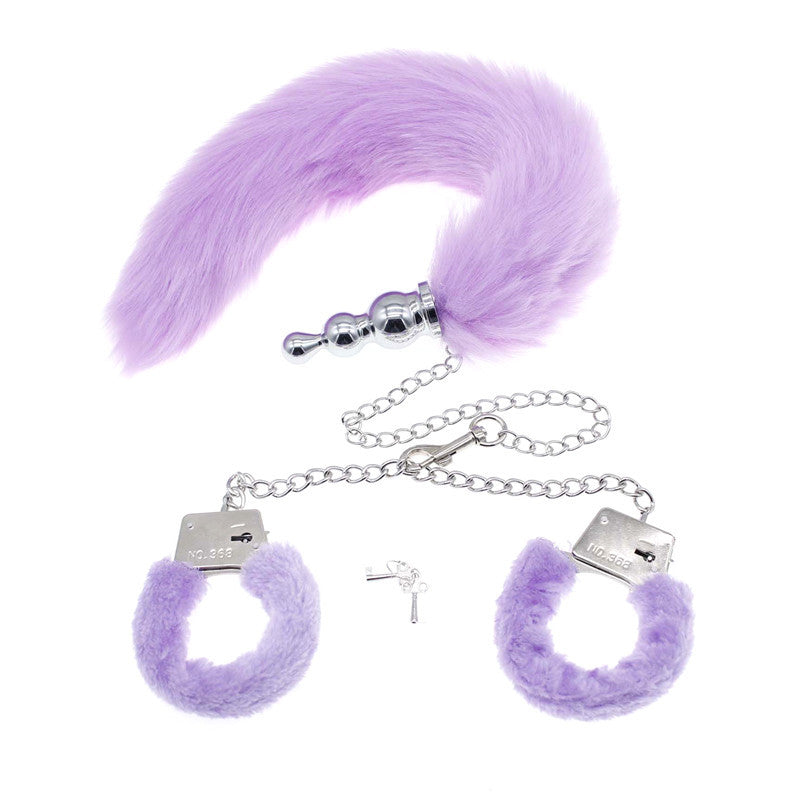 Sofyee Purple Handcuffs Fox Tail Plug Sex Toys